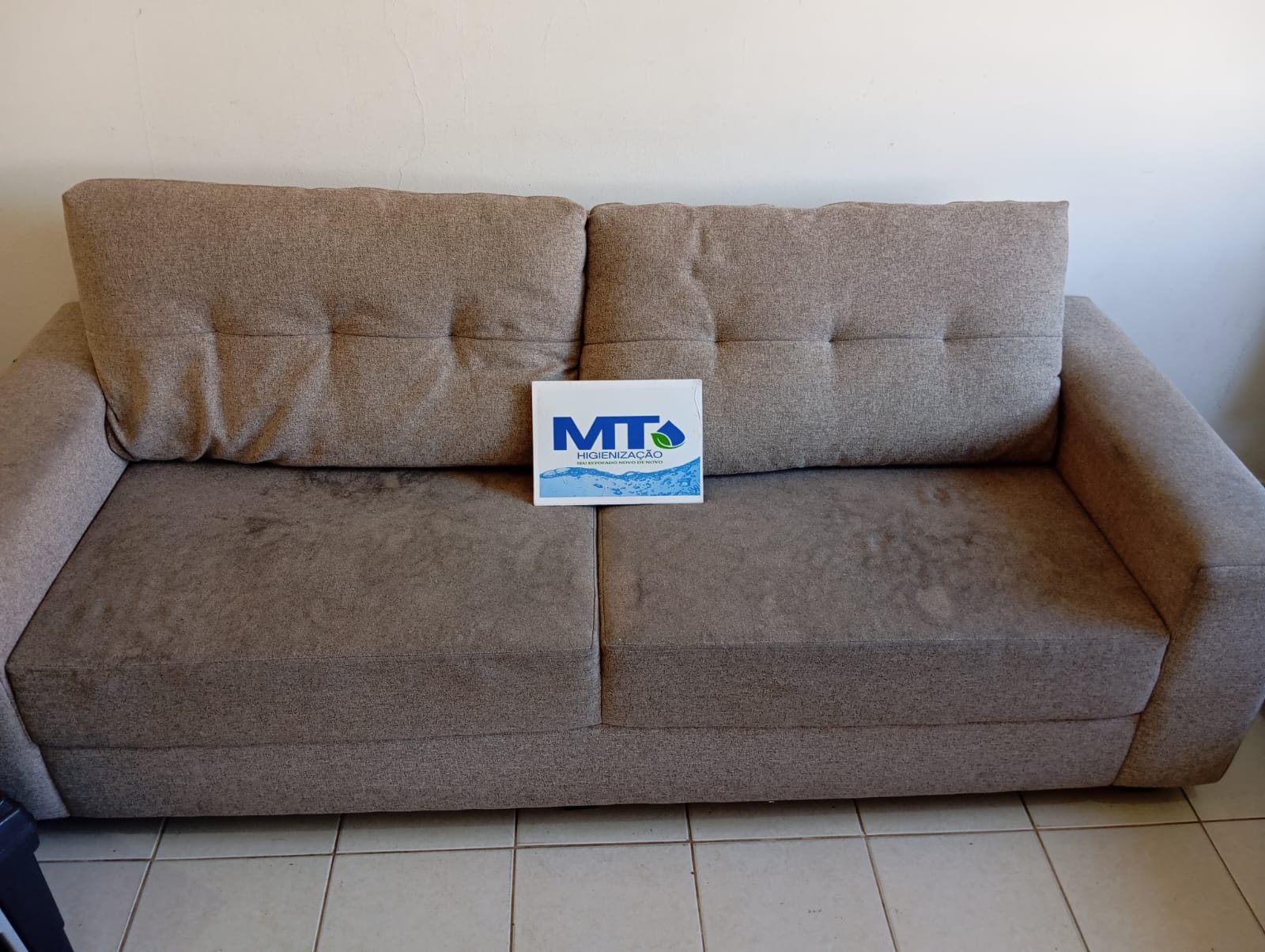 Antes - Higienização de sofá bege